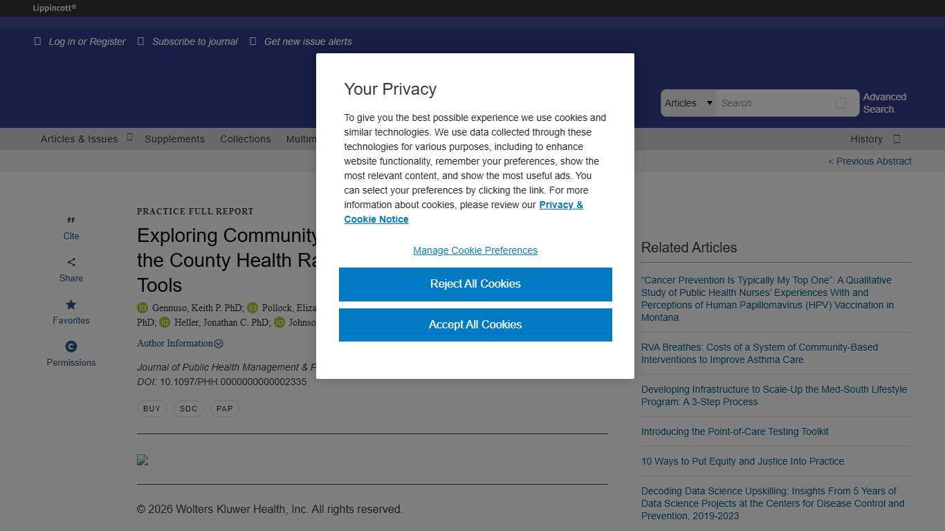 Journal of Public Health Management and Practice