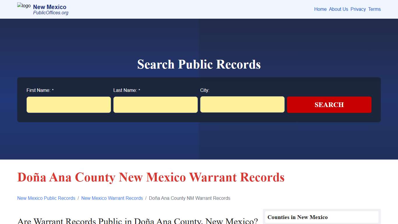 Doña Ana County, NM Warrant Records Search – PublicOffices.org